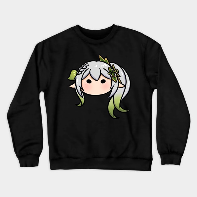 Genshin Impact Nahida chibi head | Morcaworks Crewneck Sweatshirt by Oricca